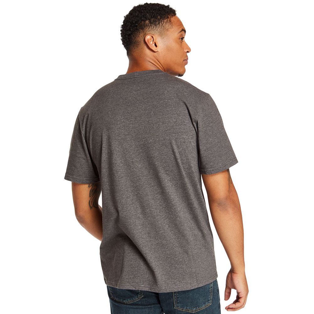 Timberland Mens T-Shirts PRO® Short Sleeve Base Plate Wicking Logo - Dark Grey - India WO7148593